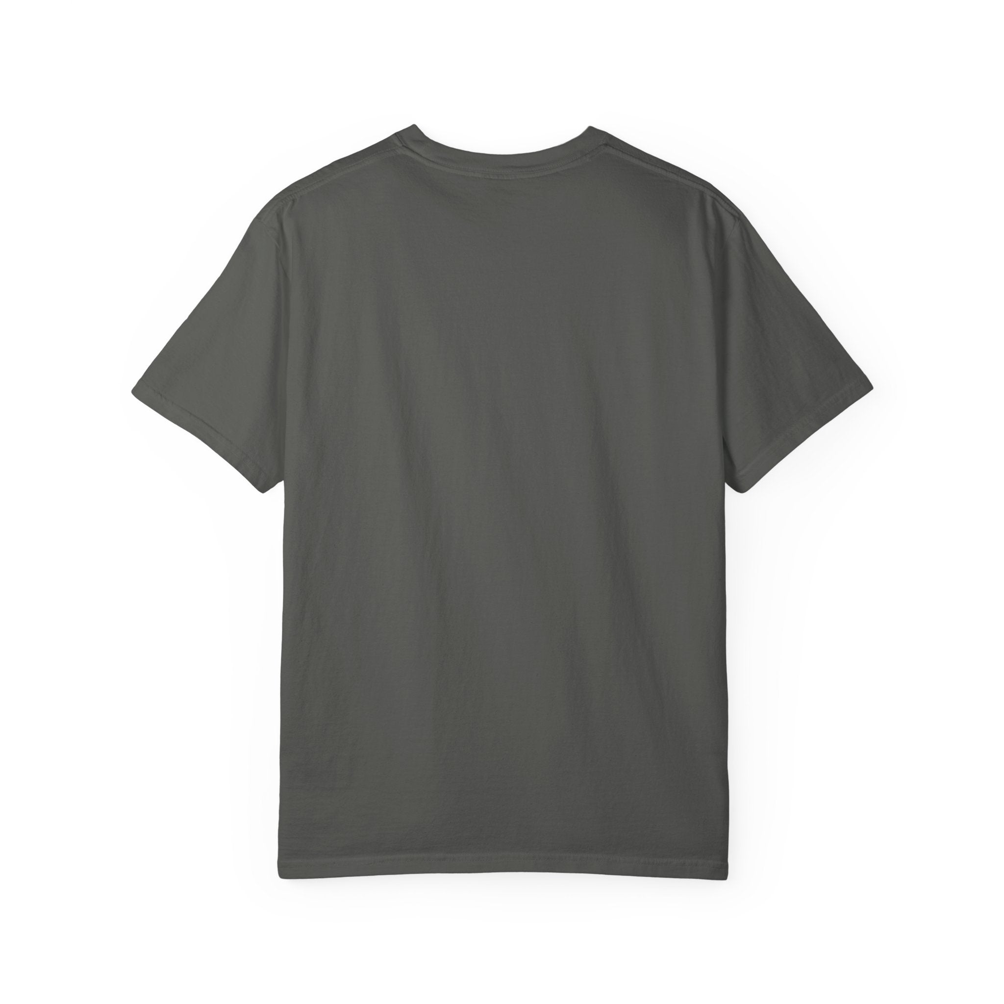 Theater Masks T‑Shirt — "I came, I masked, I went home tired." Garment-Dyed Tee