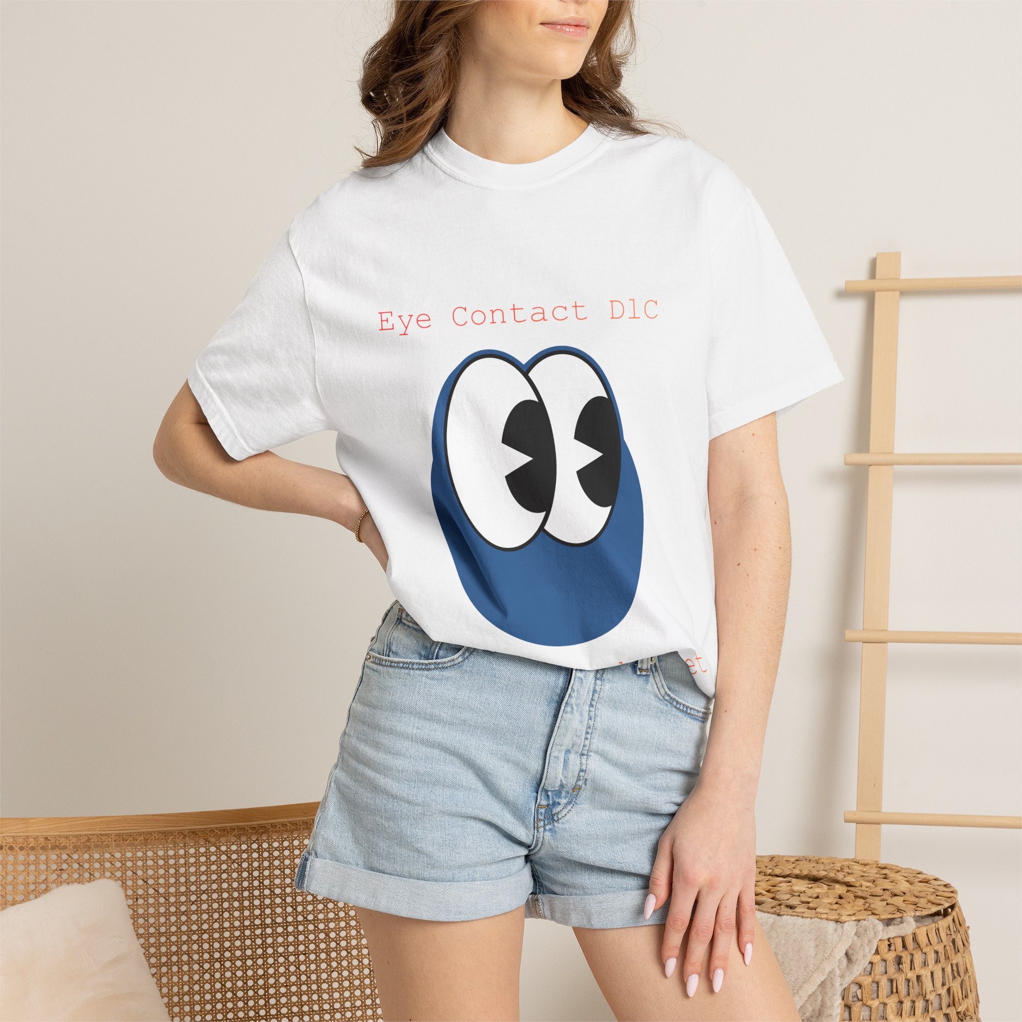Graphic T-Shirt — "Eye Contact DIC / Not Downloaded Yet" Cute Cartoon Eyes Tee